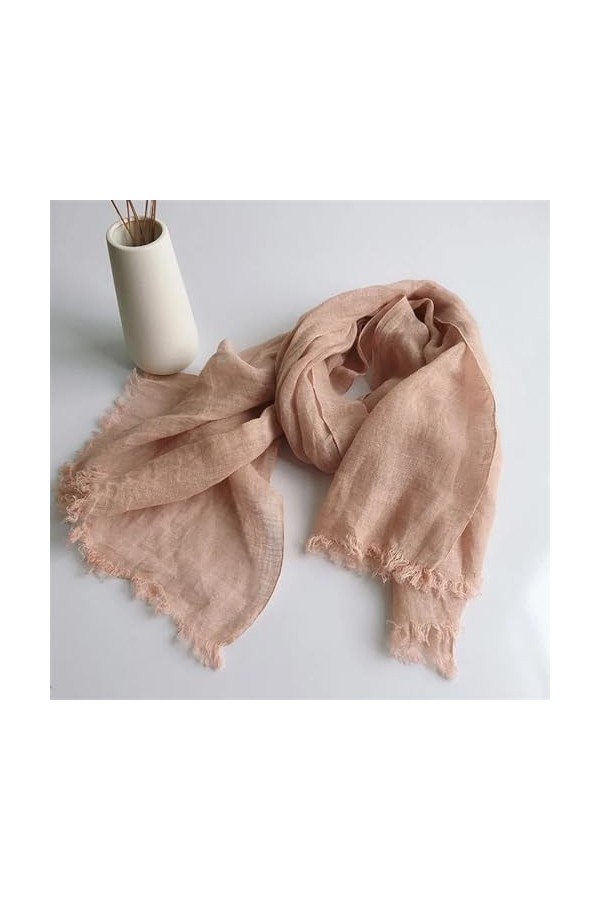 SANDNE Écharpes en lin for dames, foulard de couleur unie, turbans for femmes Color : Light Coffe 