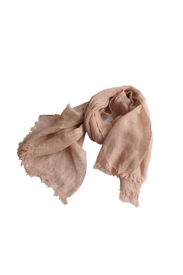 SANDNE Écharpes en lin for dames, foulard de couleur unie, turbans for femmes Color : Pink Coffe 
