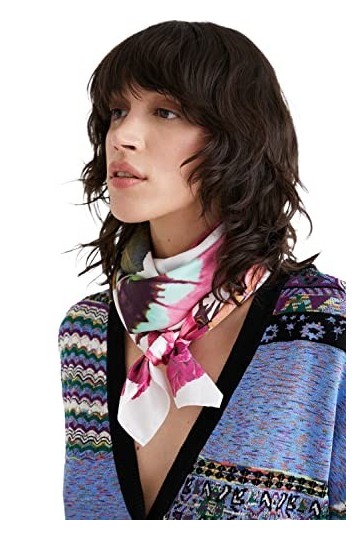 Desigual Femme Fou_flores Lacroix Maxi Ca charpe de mode, Rouge, Taille unique EU