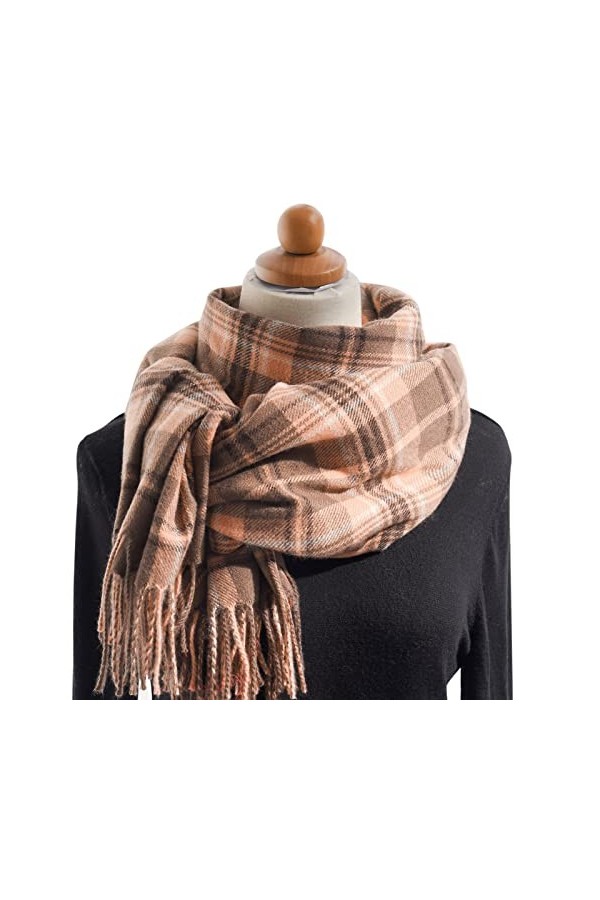 Écharpe dhiver pour femme Grande étole douce Foulard en laine de cachemire chaud Pashmina Élégant Châle à carreaux léger Gra
