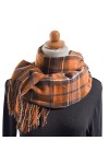 Écharpe dhiver pour femme Grande étole douce Foulard en laine de cachemire chaud Pashmina Élégant Châle à carreaux léger Gra