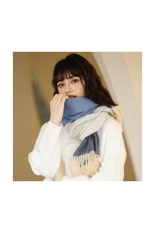 MypikY Automne Et Dhiver Femmes Foulard Grande Taille Contraste Couleur Polyvalent Châle Confortable Polyvalent Chaud Cou,D