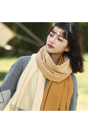 MypikY Automne Et Dhiver Femmes Foulard Grande Taille Contraste Couleur Polyvalent Châle Confortable Polyvalent Chaud Cou,A