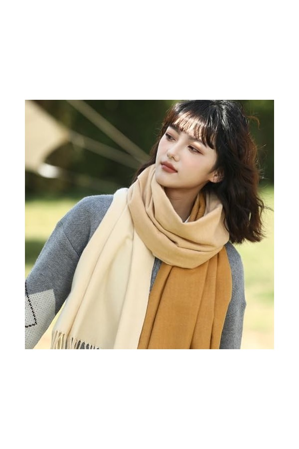 MypikY Automne Et Dhiver Femmes Foulard Grande Taille Contraste Couleur Polyvalent Châle Confortable Polyvalent Chaud Cou,C