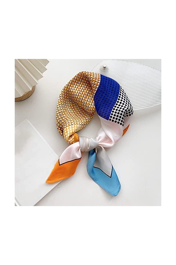 BREWIX Écharpe carrée en Soie de Conception de Patchwork, 70 × 70 cm Bandeau de Cheveux féminins Foulard de Poignet Femmes Fo