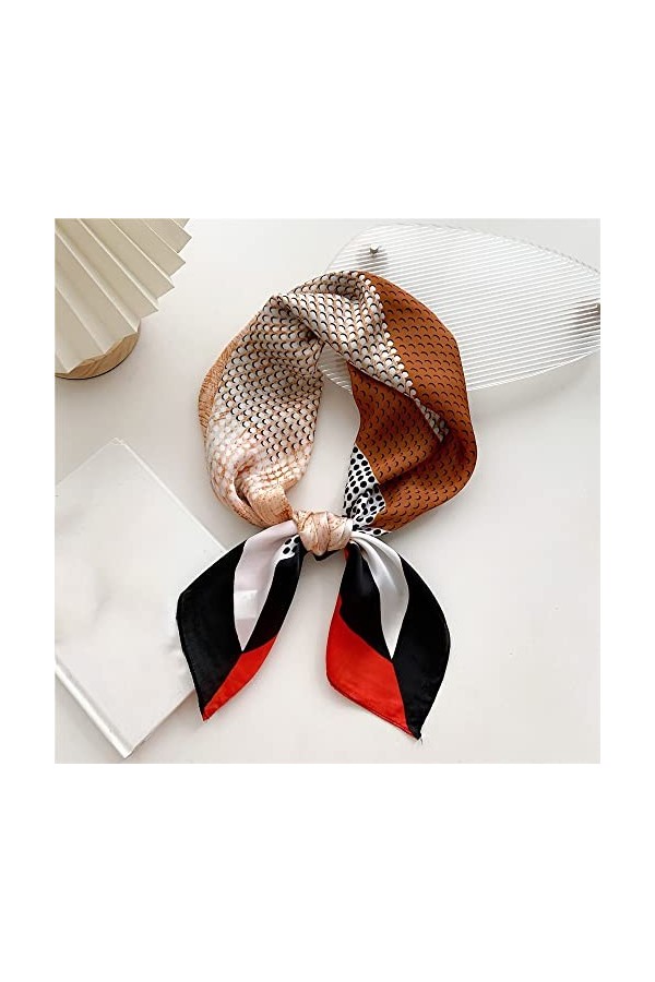 BREWIX Écharpe carrée en Soie de Conception de Patchwork, 70 × 70 cm Bandeau de Cheveux féminins Foulard de Poignet Femmes Fo