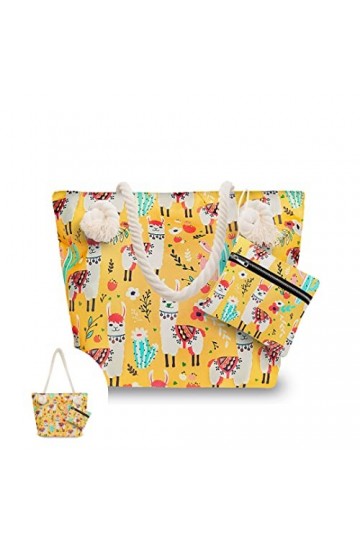 Sac fourre-Tout à bandoulière Llama Beach - Grand Sac de Voyage pour Week-End - Plusieurs Couleurs au Choix Jaune Taille: Tai