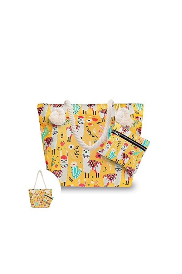 Sac fourre-Tout à bandoulière Llama Beach - Grand Sac de Voyage pour Week-End - Plusieurs Couleurs au Choix Jaune Taille: Tai