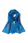 Invisible World Foulard Soie 100% Femme pour Cheveux, Cou, Tete Echarpe Longue Peint a la Main - Libellule - Bourgogne
