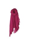 BUJNIE Foulard long en coton et lin pour femme - Couleur unie - Bordeaux