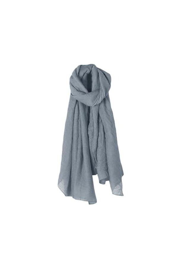 BUJNIE Foulard long en coton et lin pour femme - Couleur unie - Bordeaux