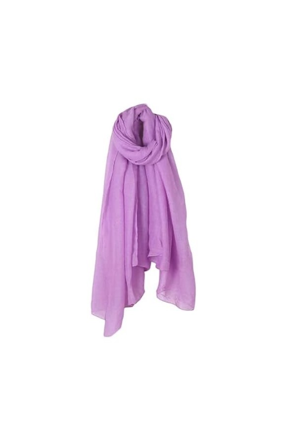 BUJNIE Foulard long en coton et lin pour femme - Couleur unie - Bordeaux