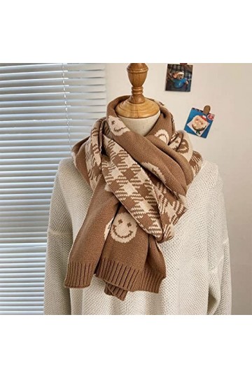 Bysonglezai Foulard Femme Cheveux pour De Hiver en Echarpe Scarf Foulard Tricoté Imprimé Noir Rouge Foulard Femmes Hiver Plai