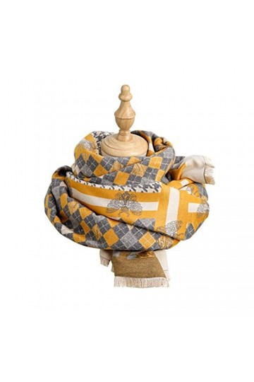 KIZQYN Foulard Femme Écharpe à Carreaux de Style Vintage Grand châle en Automne et en Hiver Écharpe Chaude épaissie Polyvalen