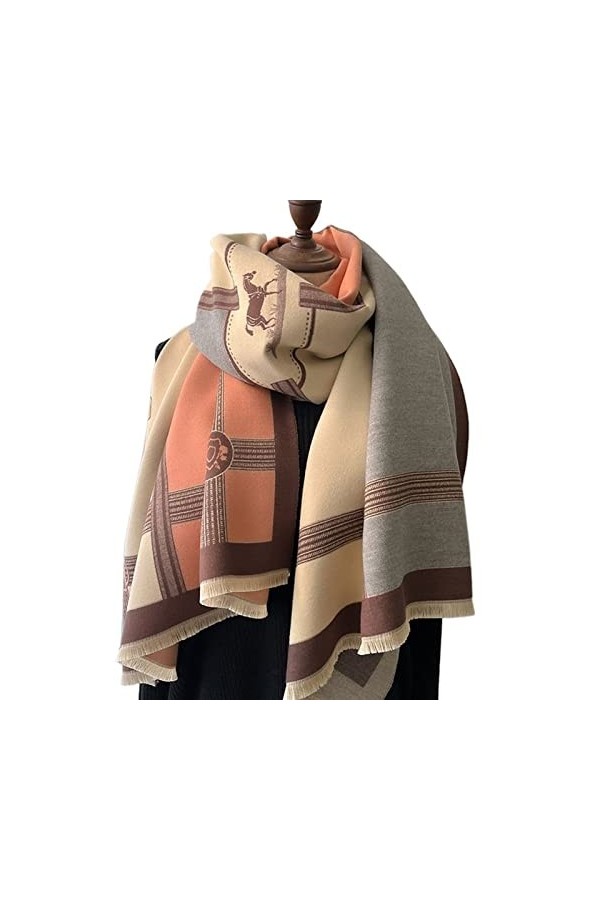 KIZQYN Foulard Femme Grand châle Chaud imprimé à la Mode avec écharpe Chaude châle décorative en Automne et en Hiver Foulard 