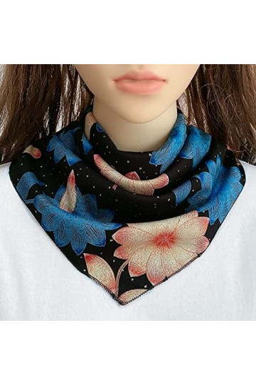 Foulard Femme Echarpe Homme Châle Coréen Imprimé Fleuri Bouton Bavoir Protéger La Colonne Cervicale Triangle Foulard Été Femm