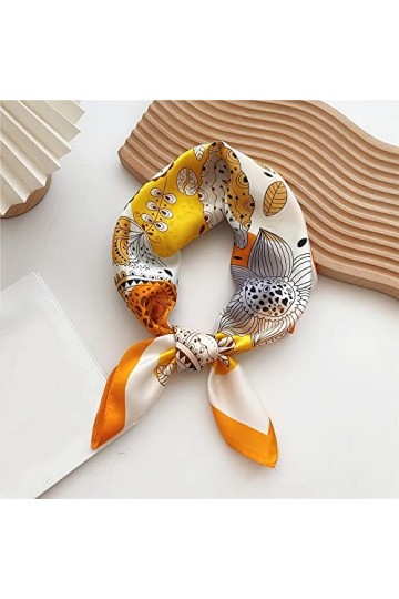 BREWIX Écharpe carrée imprimée de Feuilles de Charme, enveloppes Femme châle Mode Foulard Chapeaux Femmes Dame tête Bandeau F