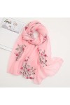 BREWIX Hijab Floral brodé uni, écharpe châle en Mousseline de Soie à la Mode for Femmes Foulard en Soie Color : Navy Blue, S
