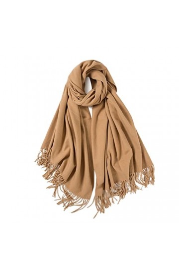 Hoisy Foulard Femme, Grand Massif Frange Châlesbeige 175x65cm Femme Hiver Chauds Épaisses Longues Grandes Écharpes