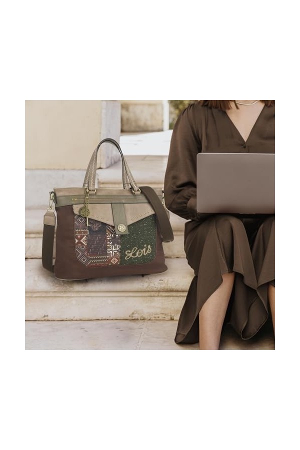 Lois - Sac a Main Femme - Sac à Main Femmes Bandoulieres - Sac de Cours. Sacs à Main en Polyester-Canvas-Polyuréthane. Grand 