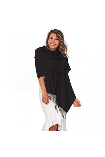 Accessoire Top Tendance Écharpe Femme Cachemire Étole Pashmina Foulard Châle Touché Soyeux Couleur Uni 190 x 80cm + 30 coule