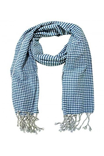 Krama Krama Foulard en coton bleu Stupa