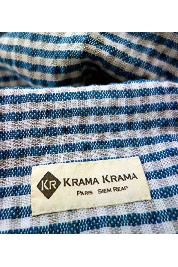 Krama Krama Foulard en coton bleu Stupa