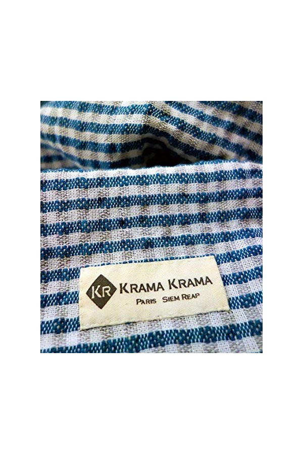 Krama Krama Foulard en coton bleu Stupa