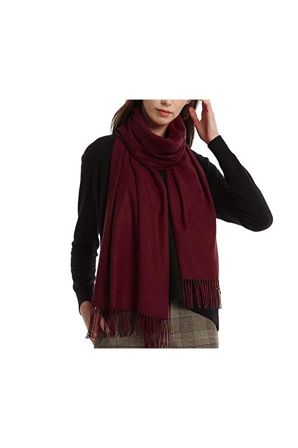 Accessoire Top Tendance Cachemire Écharpe Chèche Foulard Femme Homme Très Doux Couleur Unie +20 Couleurs Bordeaux 