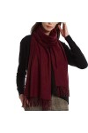 Accessoire Top Tendance Cachemire Écharpe Chèche Foulard Femme Homme Très Doux Couleur Unie +20 Couleurs Bordeaux 