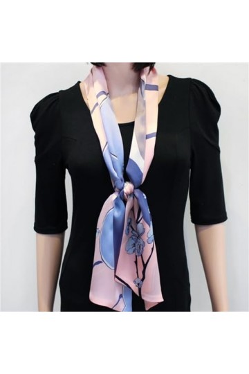 Foulard en Soie pour Femmes Foulard en soie petit Long Double couche flottant Bandana écharpe femmes printemps et été polyval