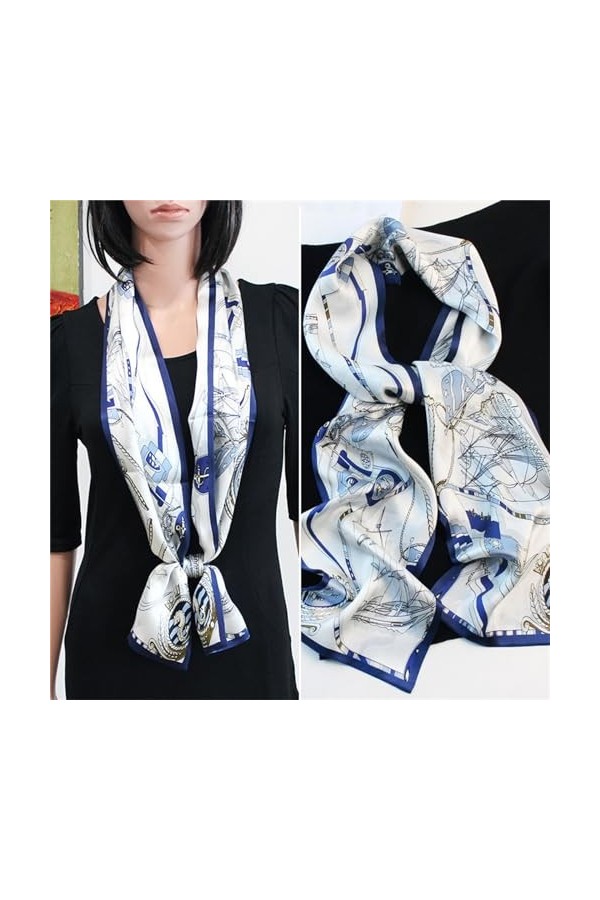 VKEID Foulard en Soie pour Femmes Écharpe longue et étroite en soie de mûrier, foulard multifonctionnel à Double couche, cein