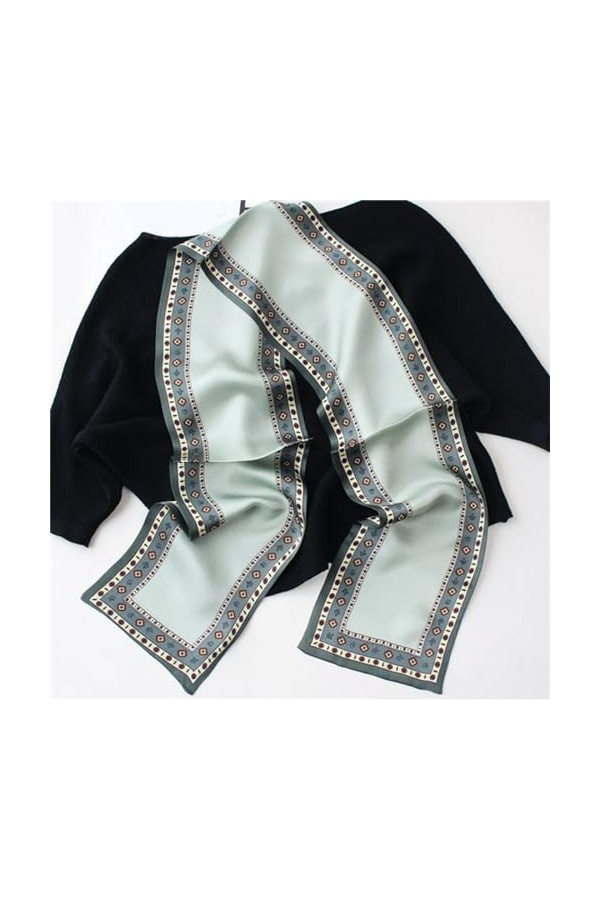 VKEID Foulard en Soie pour Femmes Longue écharpe en soie Double couche Double face, longue écharpe carrée, petit foulard flot