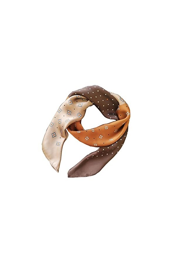 Foulard en soie satiné carré léger 88,9 cm pour femme, White, 89 cm