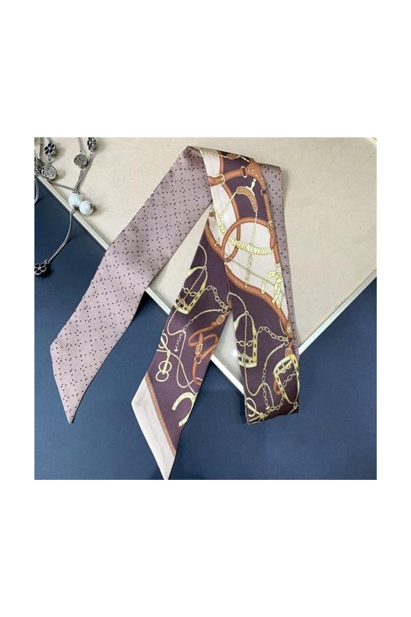 Foulards légers Tempérament des femmes printemps et été noué sac poignée longue écharpe en soie foulards décoratifs Color : 