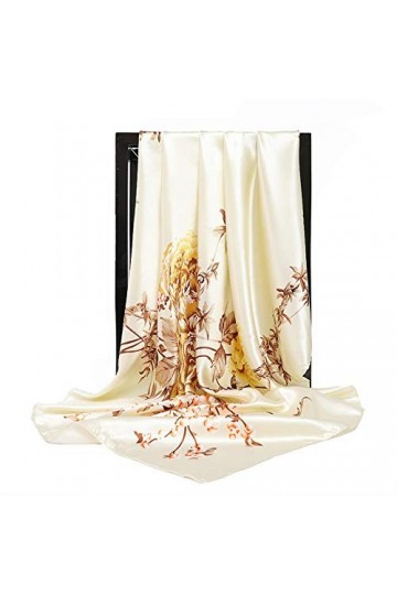 Foulard de Soie Femme, Écharpe Femmes Foulards En Soie Femmes Femmes Foulard Carré Dames Châle Wrap Silencieux Paréo Bandana 