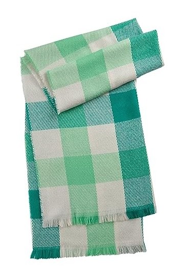 Codello Femme XL Foulard à carreaux, vert, 80 x 200 cm