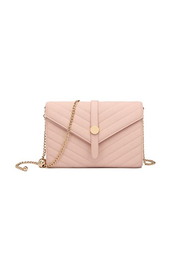 Miss Lulu Pochettes pour Femmes Sac de Mariage Sac de Soirée à Bandoulière Cuir PU avec Chaîne Réglable