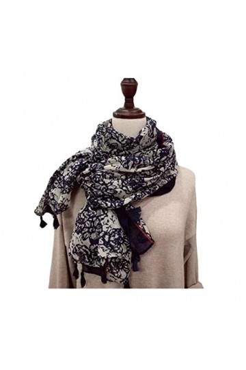 MOBAAK Echarpes Et Foulards Femme Écharpes Châle Écharpe Douce Et Légère Avec Glands Châle Enveloppant Imprimé Fleur Noir Fou
