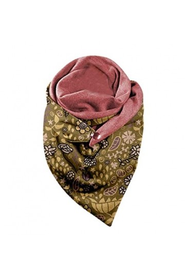 MOBAAK Echarpes Et Foulards Femme Triangle Écharpe Dames Hiver Chaud Châle Rétro Bouton Imprimé Écharpe Écharpe Décontractée 