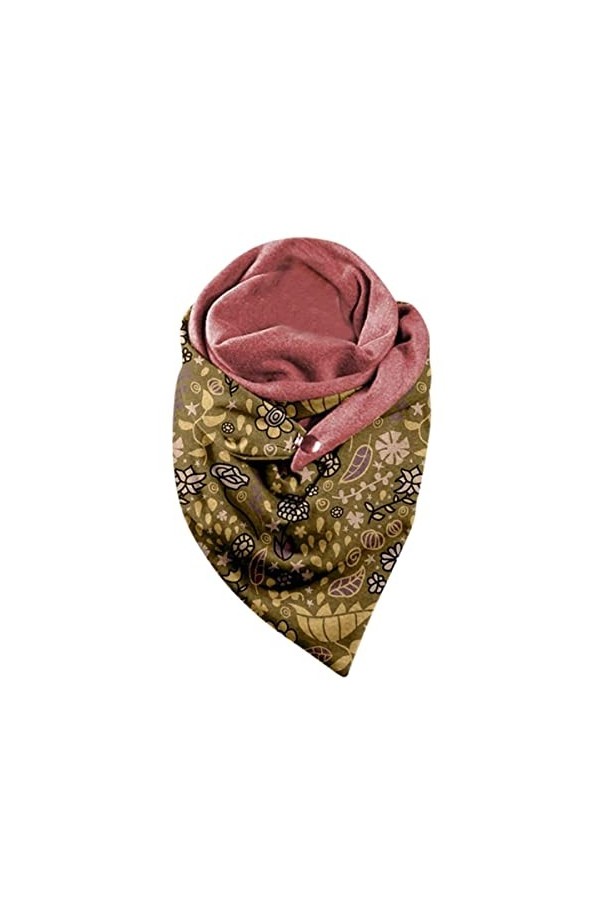 MOBAAK Echarpes Et Foulards Femme Triangle Écharpe Dames Hiver Chaud Châle Rétro Bouton Imprimé Écharpe Écharpe Décontractée 