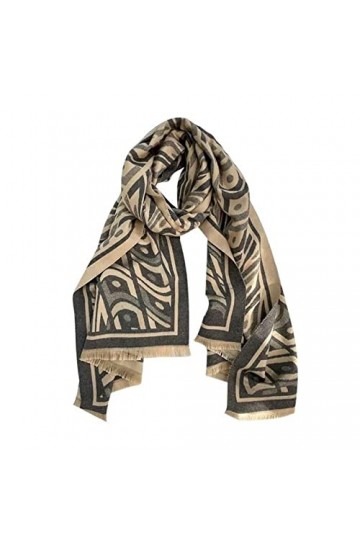 KIZQYN Foulard Femme Mode écharpe Polyvalente Automne et Hiver Gris café Cape Motif géométrique écharpe Grande Taille Design 