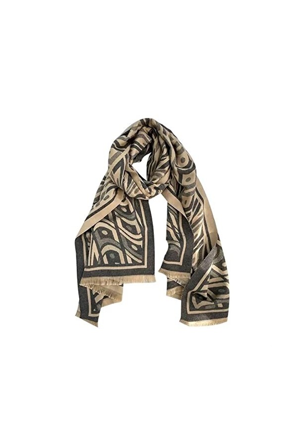KIZQYN Foulard Femme Mode écharpe Polyvalente Automne et Hiver Gris café Cape Motif géométrique écharpe Grande Taille Design
