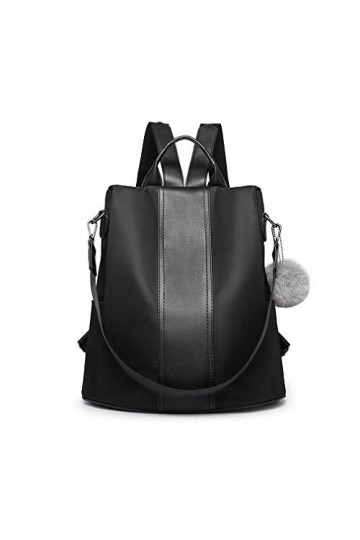 Miss Lulu Femme Sac à Dos Sac à Dos Dames Sac décole en Nylon imperméable Antivol Sac à Dos Sacs à bandoulière Noir 