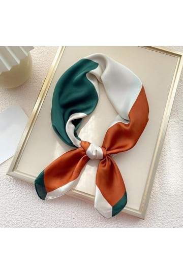 BREWIX Femmes Cheveux Foulard en Soie, Wraps Femme Patchwork Imprimer Lady Cou Bandeau Sac Cravate Foulard Carré Châle Foular