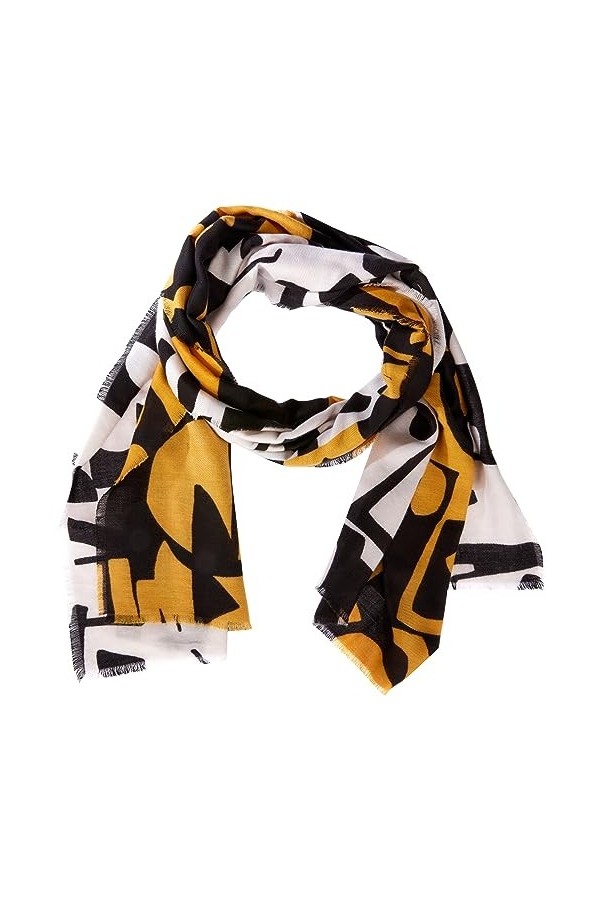 Gerry Weber 72021 Foulard, écharpe, Autres, Impression Noir/Jaune, Taille Unique Femme