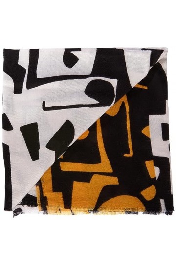 Gerry Weber 72021 Foulard, écharpe, Autres, Impression Noir/Jaune, Taille Unique Femme