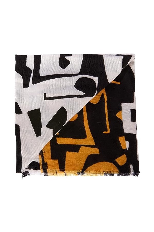 Gerry Weber 72021 Foulard, écharpe, Autres, Impression Noir/Jaune, Taille Unique Femme