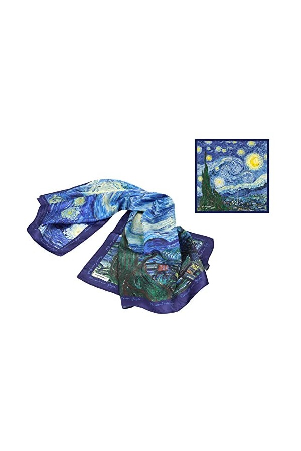 Carmani - ART Écharpe pour femme - Foulard multifonction imprimé avec Vincent van Gogh, la nuit étoilée
