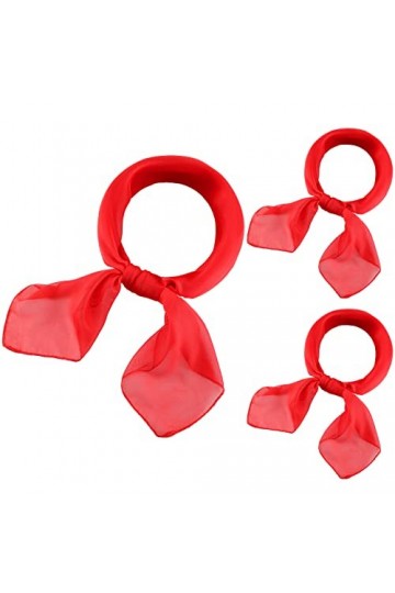 Tarpop Lot de 3 écharpes en mousseline de soie transparente à col carré des années 50 - Foulard vintage pour femme et fille -